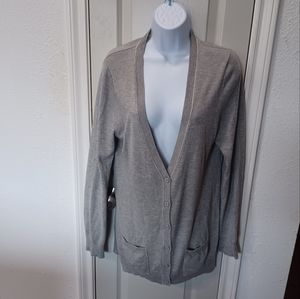 Gray v-neck long banana republic cardigan